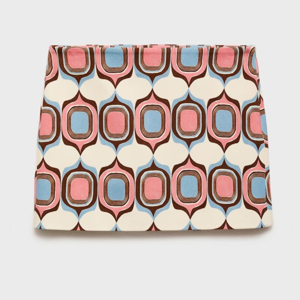 Mango Geometric Mini Skirt - Pink, Blue, Brown, Cream